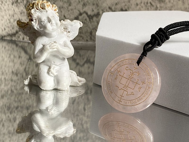 【大天使印记_加百列Gabriel。粉水晶吊坠】直觉力、柔性的力量 - 长链 - 水晶 粉红色