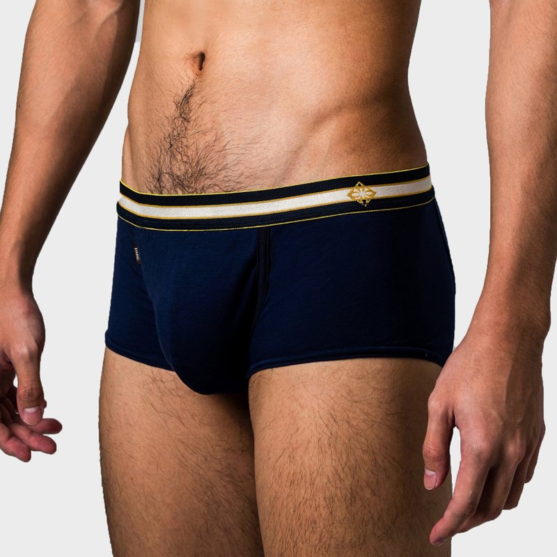 光芒款四角裤 - 深海蓝 - 男士内衣裤 - 棉．麻 蓝色