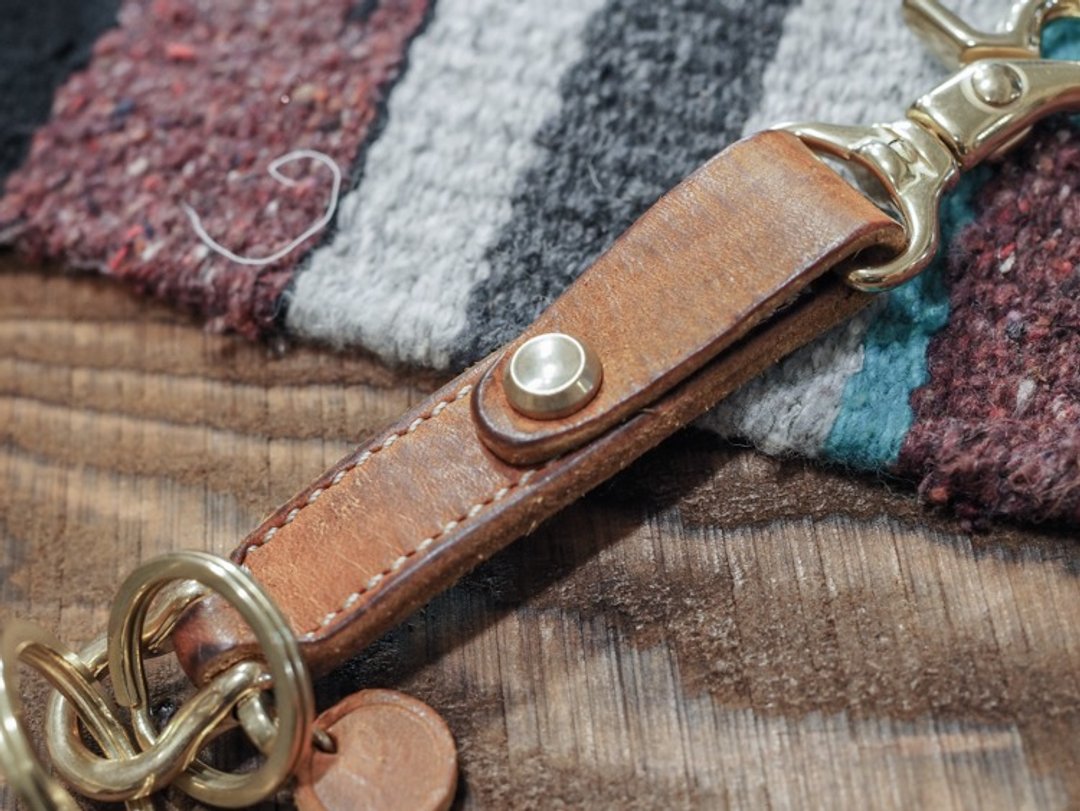 Key Chain 皮革钥匙圈- 黄棕 - 钥匙链/钥匙包 - 真皮 卡其色