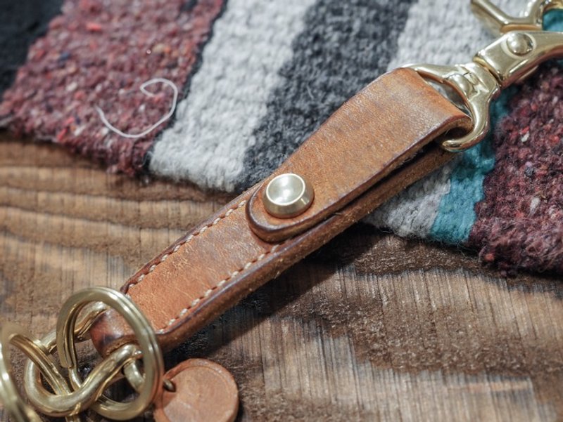 Key Chain 皮革钥匙圈- 黄棕 - 钥匙链/钥匙包 - 真皮 卡其色