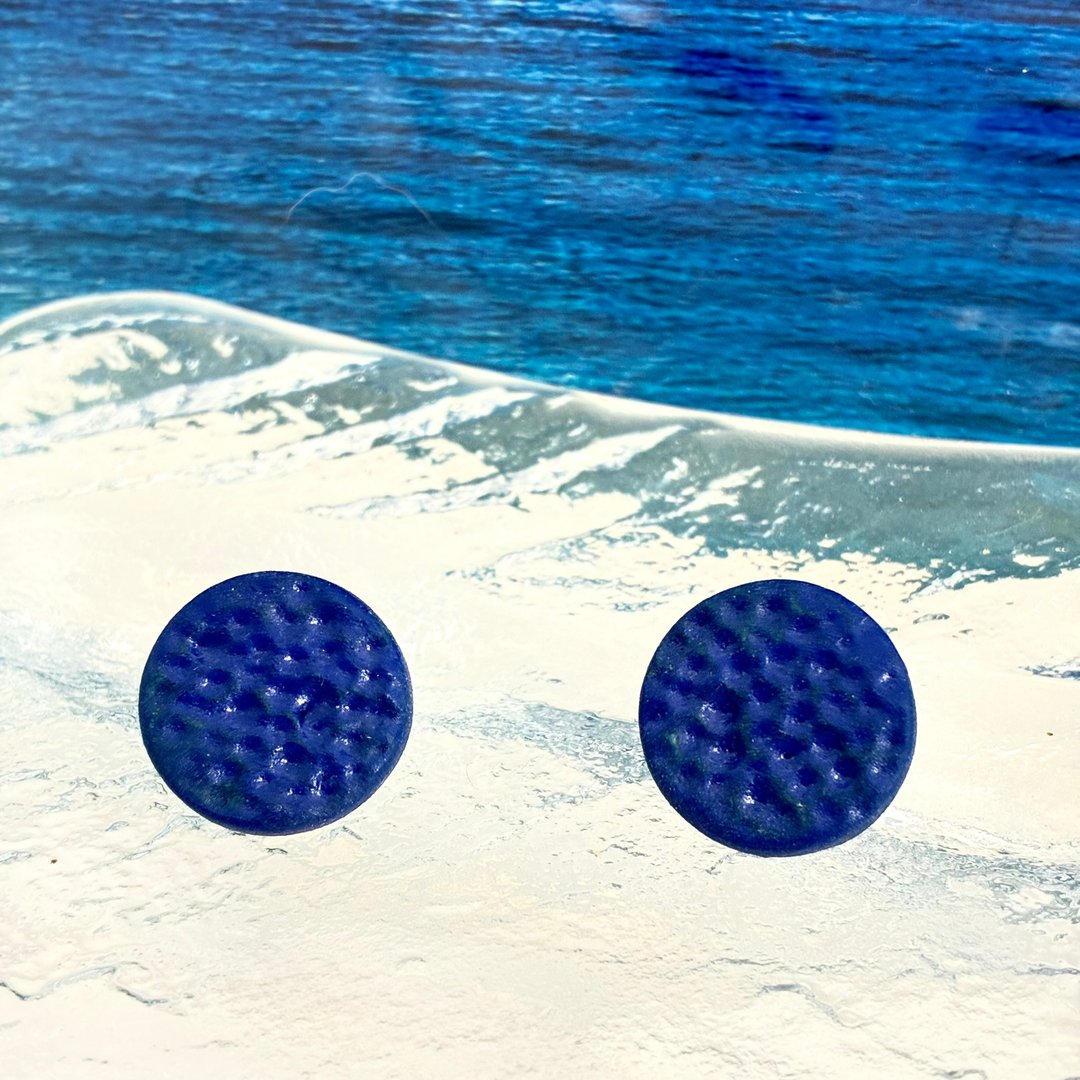 冲绳陶瓷耳环－海洋 手作耳环 海岛风饰品 - 耳环/耳夹 - 不锈钢 蓝色