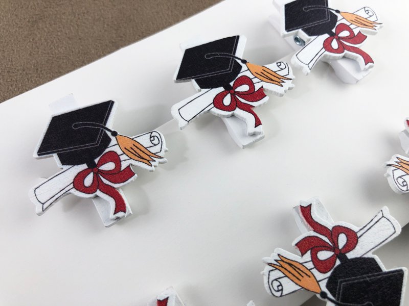 小木夹/红蝴蝶结/6入 - 编织/刺绣/羊毛毡/裁缝 - 聚酯纤维 红色