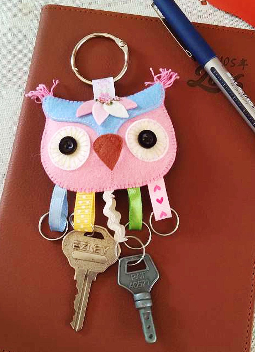Key Holder 钥匙圈 - 粉红蓝猫头鹰 - 钥匙链/钥匙包 - 其他人造纤维 粉红色