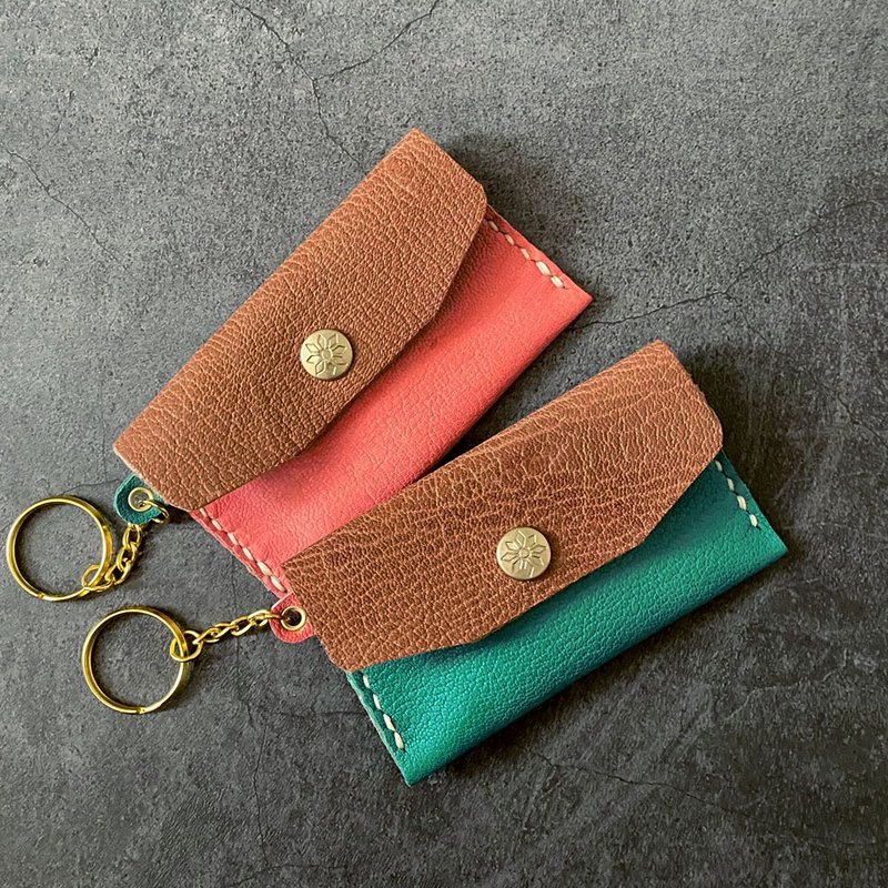 (U6.JP6 手工皮件)-纯手工缝制闺蜜组卡片包、悠游卡包、万用包/一组两件(如图) - 其他 - 真皮 粉红色