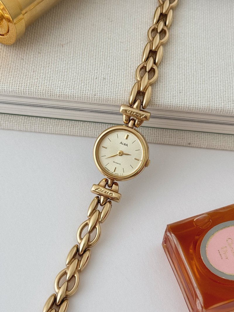 复古精工Alba金属手链腕表 - 女表 - 其他金属 金色