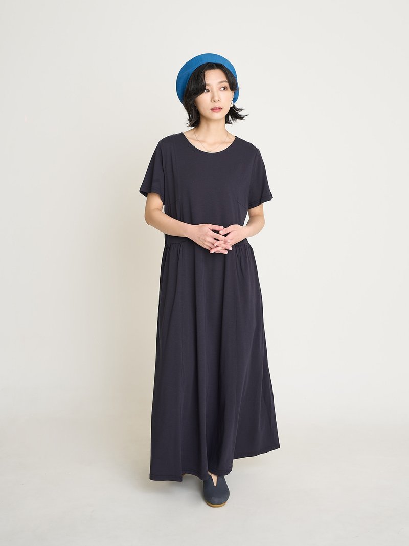 时间种子剪接长洋装-蓝莓 - 洋装/连衣裙 - 棉．麻 蓝色