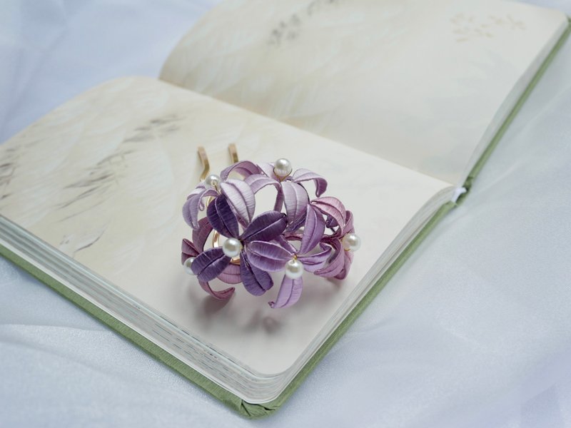 绣球无尽夏 缠花发钗古风汉服  可定制改色 - 发饰 - 绣线 紫色