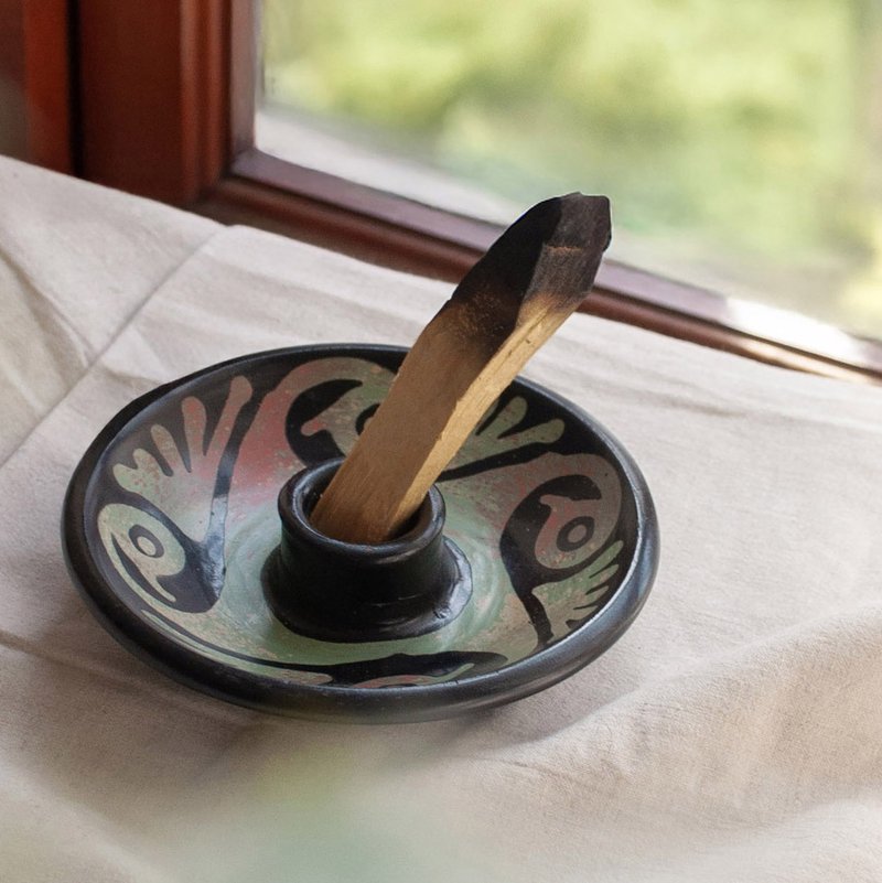 陶瓷秘鲁圣木座 -迷幻月亮 - 蜡烛/烛台 - 陶 黑色