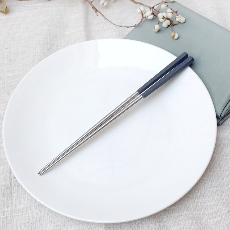 六角不锈钢筷26cm 分食筷 公筷 苍穹灰 4双入 - 筷子/筷架 - 不锈钢 灰色