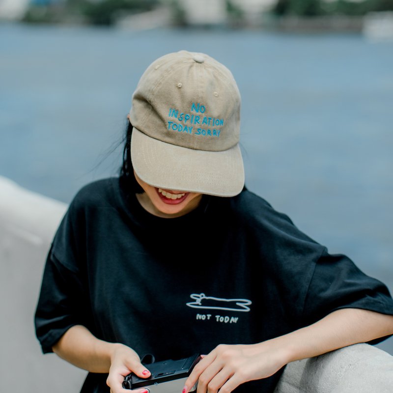 今天不行，棒球帽 - 帽子 - 棉．麻 卡其色