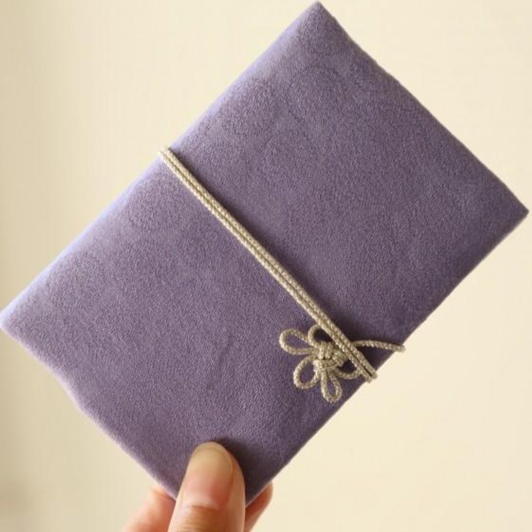 Point statement × purple kimono card case plum knot tied - 名片夹/名片盒 - 棉 紫色