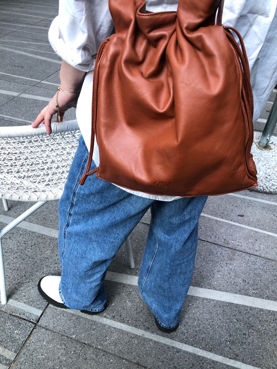 【日本直运，名牌二手包装】LOEWE 单肩包棕抽绳 复古复古老7wfaw6 - 侧背包/斜挎包 - 真皮 咖啡色