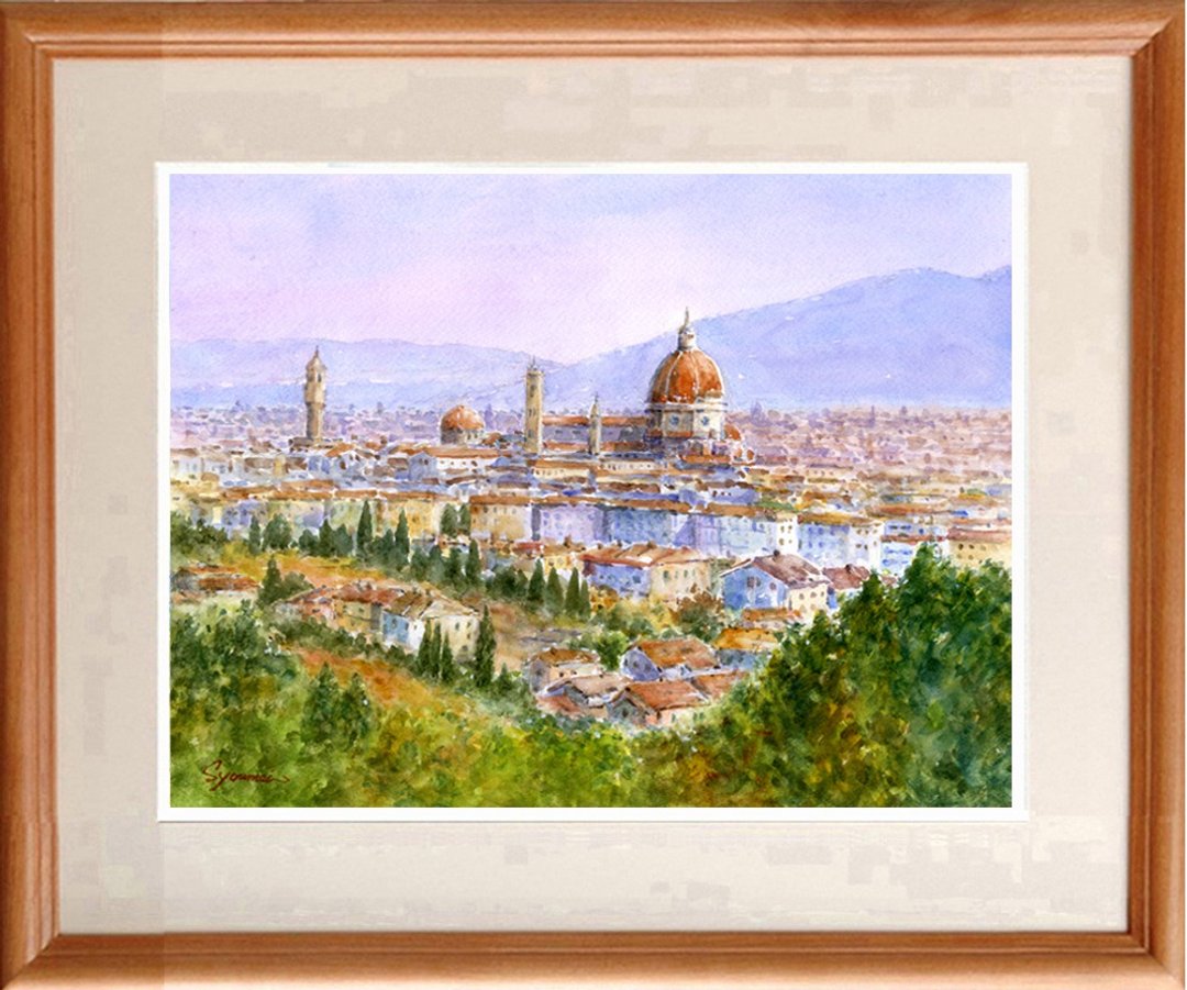 Original watercolor painting City of Florence - 海报/装饰画/版画 - 纸 