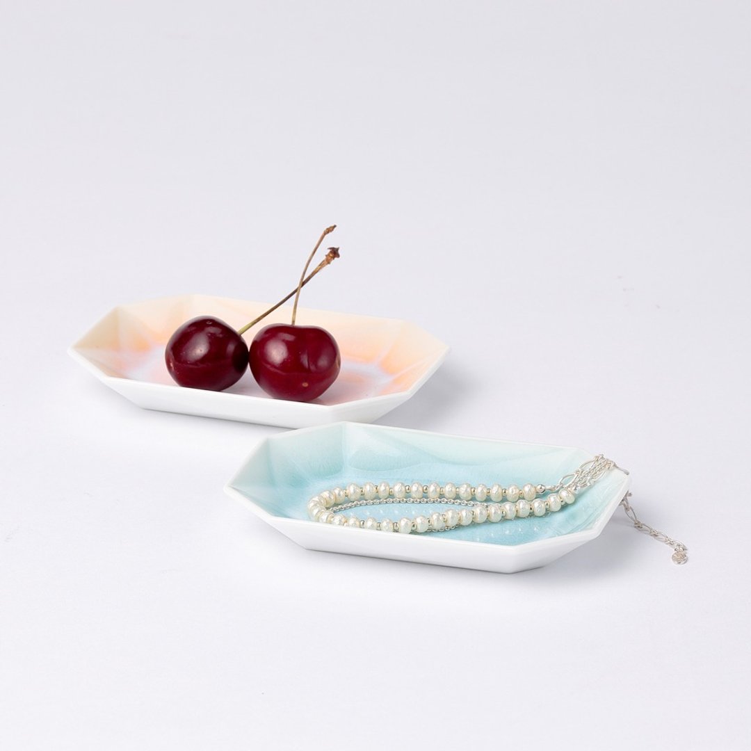 Pastel Origami Dish / Arita Jewel Octagon / Set of 2 - 浅碟/小碟子 - 瓷 多色