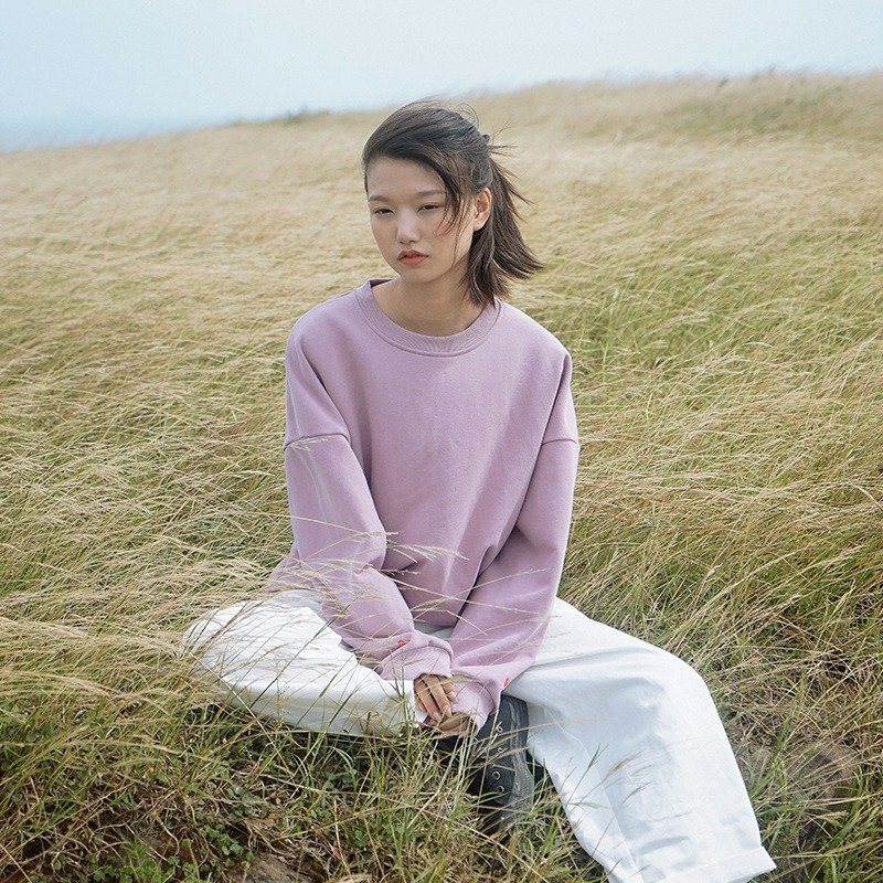 LLANO LLOVE系列 纯棉卫衣-黄色 - 女装上衣 - 棉．麻 紫色