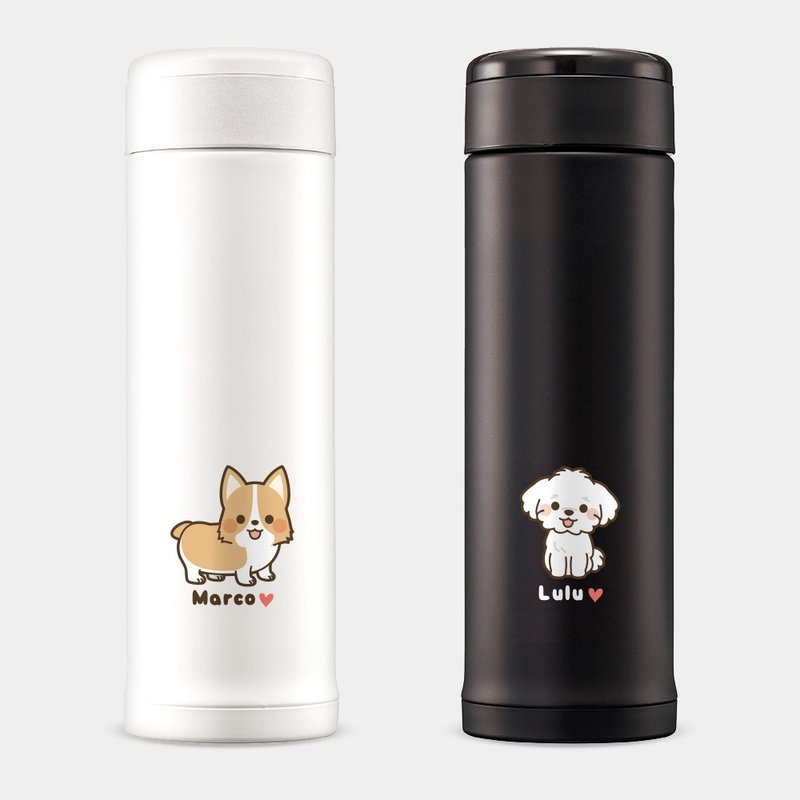 【定制化礼物】狗狗 文字 象印不锈钢保温瓶 咖啡杯 环保杯 PU044 - 保温瓶/保温杯 - 不锈钢 白色