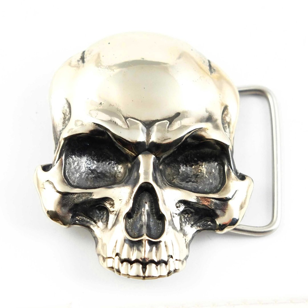 Skull soild german silver belt buckle, nickel silver belt accessory - 皮带/腰带 - 其他材质 银色