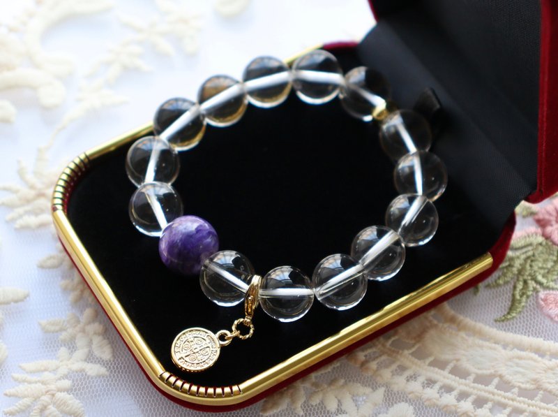 天然石查洛石与水晶手链　能量石手链 - 手链/手环 - 水晶 紫色