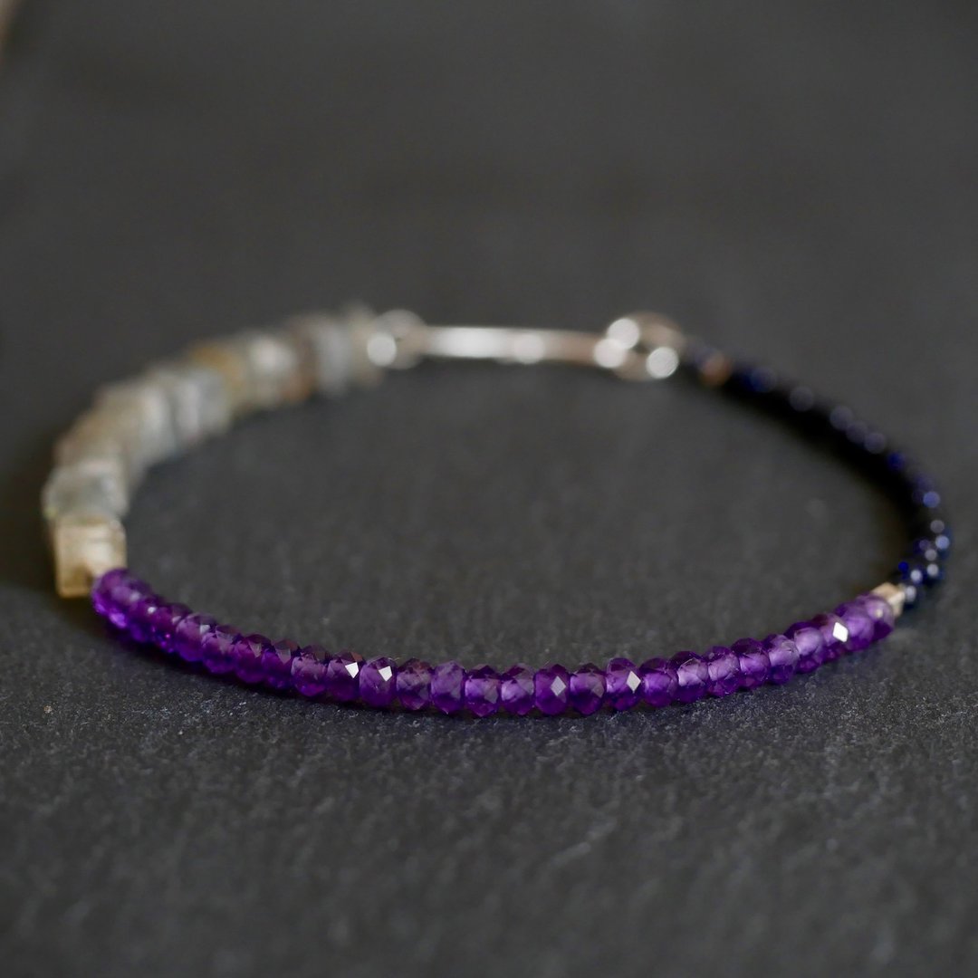Amethyst &amp; Labradolite,Blue Goldstone  Bracelet - 手链/手环 - 宝石 紫色