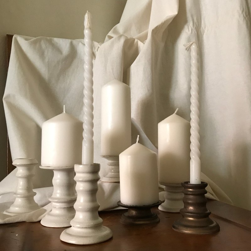 Déjà vu Ceramics 白色陶瓷高脚烛台 - 蜡烛/烛台 - 陶 白色