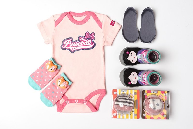 【圣诞礼盒】【Feebees】棒球女孩礼盒组(包屁衣款) - 满月礼盒 - 其他材质 灰色
