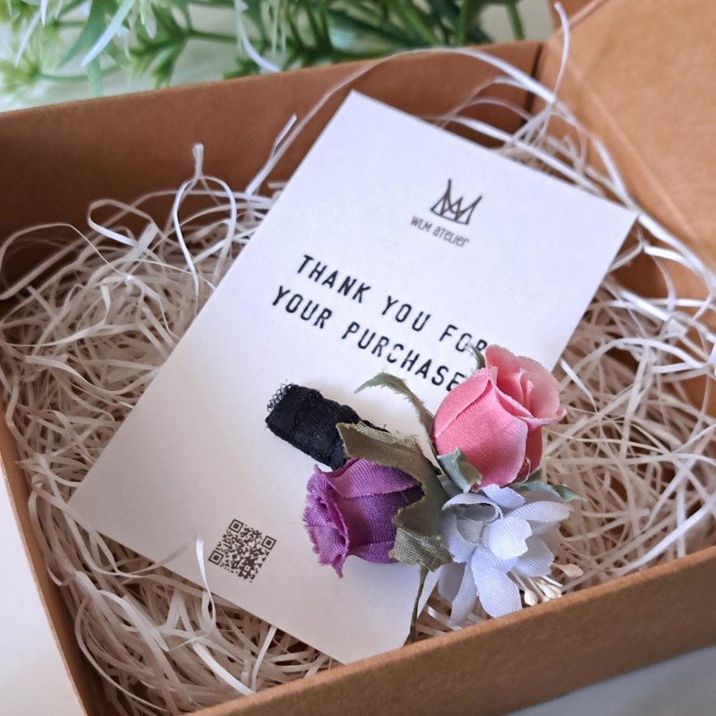 花束小夹 (限量款)-圣诞交换礼物包装 - 发饰 - 棉．麻 多色