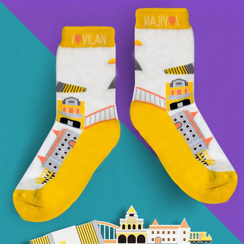 宜兰好游袜 (2入)-iLove Taiwan Ilan SOCKS - 袜子 - 棉．麻 橘色