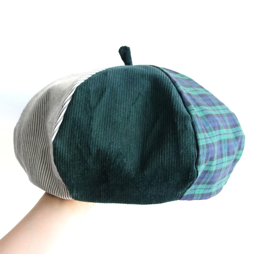 绿色系拼布 手工双面六角帽子 画家帽 - 帽子 - 其他材质 绿色
