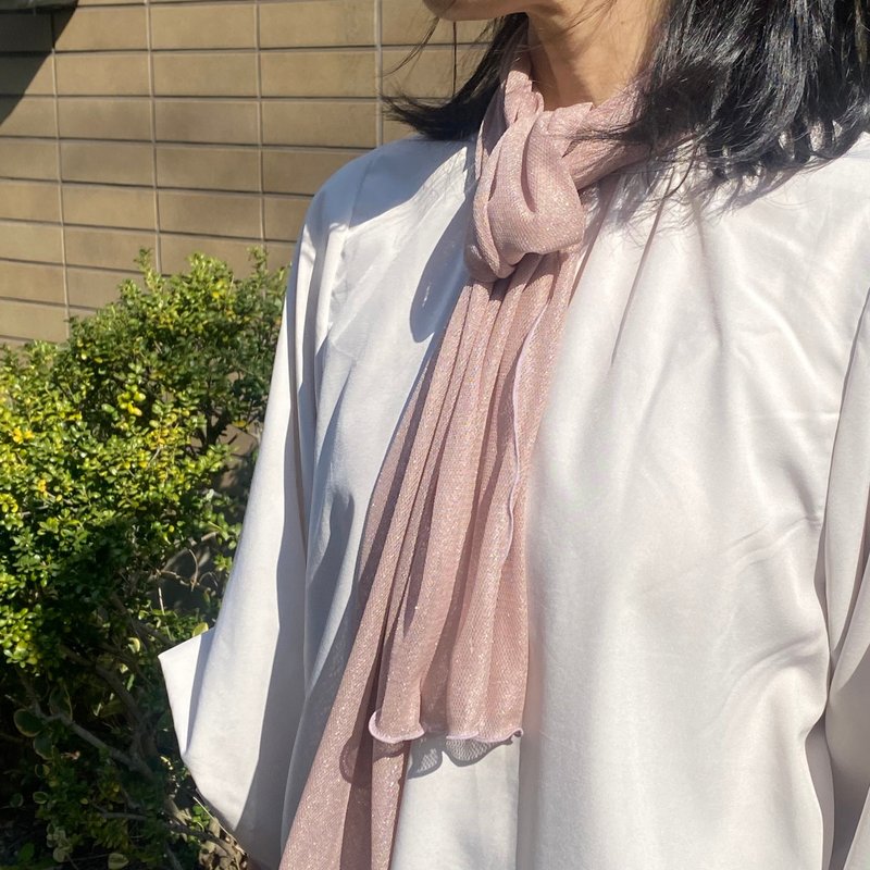 Ballett 闪耀金属光泽迷你丝巾 粉红色 日本制 外出 派对 婚礼 女士 保暖 防晒 礼物 赠礼 - 丝巾 - 尼龙 粉红色