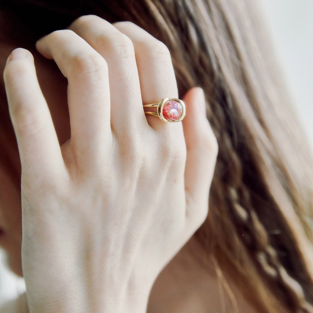 Pretzel Heart Snowball Ring - 戒指 - 玻璃 
