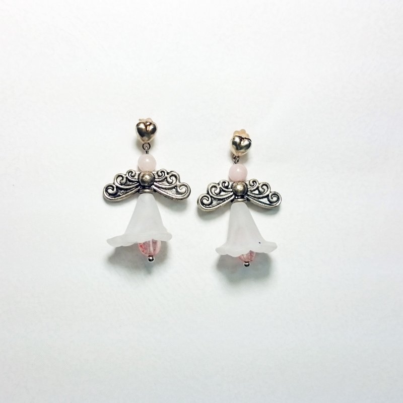 小天使 - 耳环/耳夹 - 塑料 白色