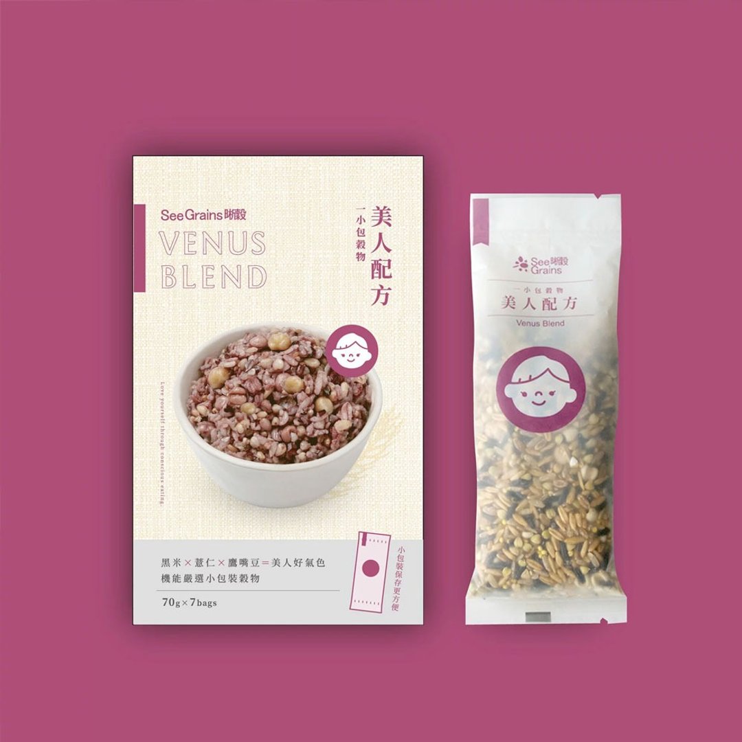 【一小包谷物】美人配方盒装(70克x7包入) 女性专属配方 - 五谷杂粮/米 - 纸 紫色