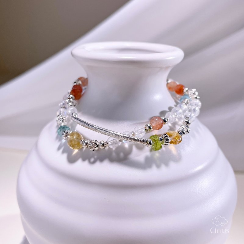 为散落的心找到位置|马岛月光|蓝线石|橄榄石|蓝磷灰|黄水晶|A50 - 手链/手环 - 水晶 多色
