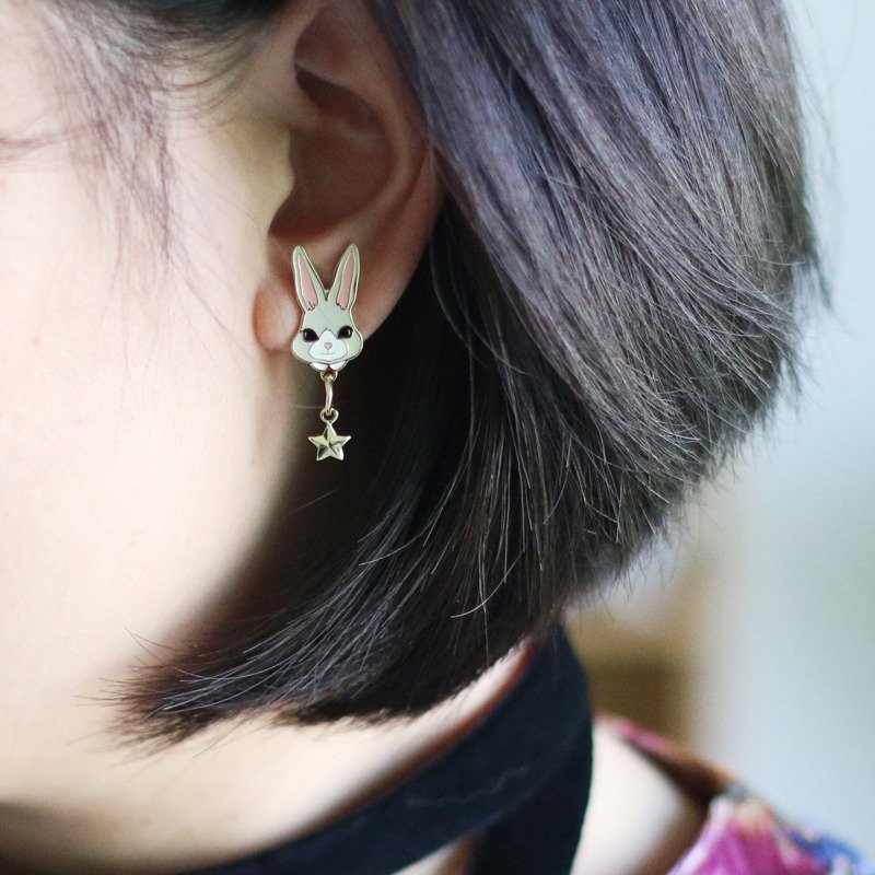 兔子 耳环 超可爱 兔子小镇 - 耳环/耳夹 - 其他金属 