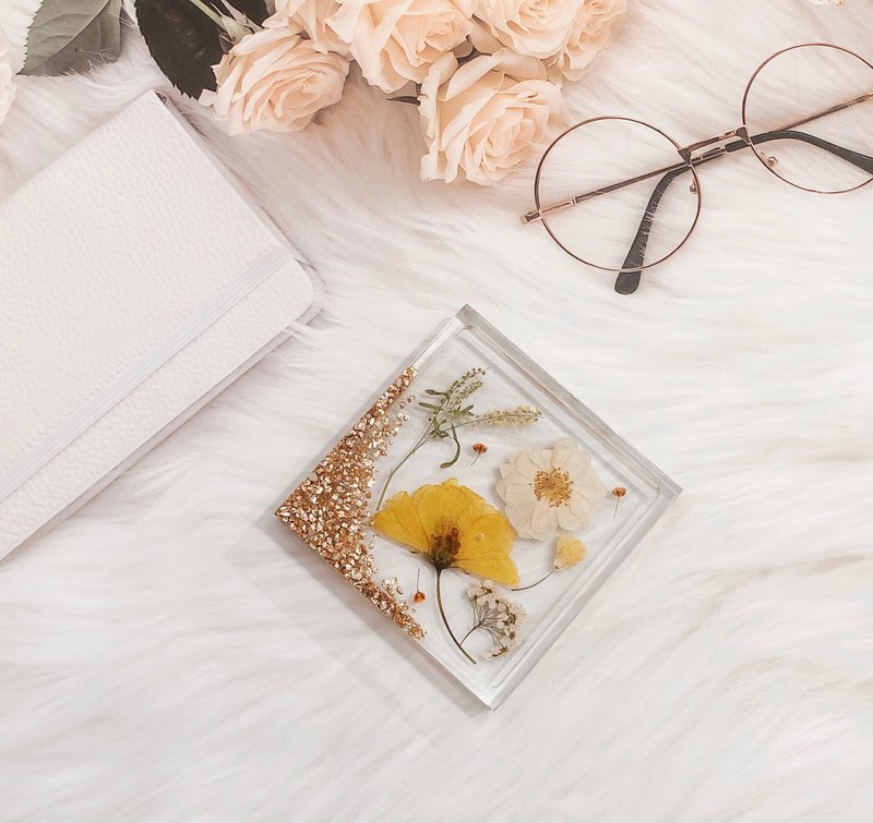 押花水果滴胶杯垫  饰品收纳 托盘 - 琉璃菊 - 摆饰 - 树脂 透明