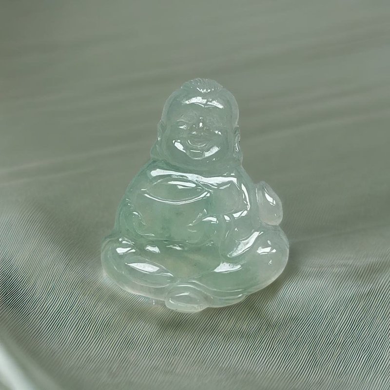 冰绿翡翠送财童子 | 天然缅甸玉翡翠A货 | 送礼 - 其他 - 玉石 绿色