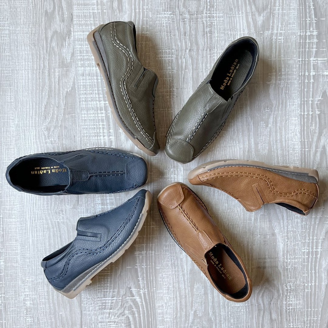 Popular slip-on casual shoes painless 25cm easy to wear wide 2403 - 女款休闲鞋 - 其他材质 绿色
