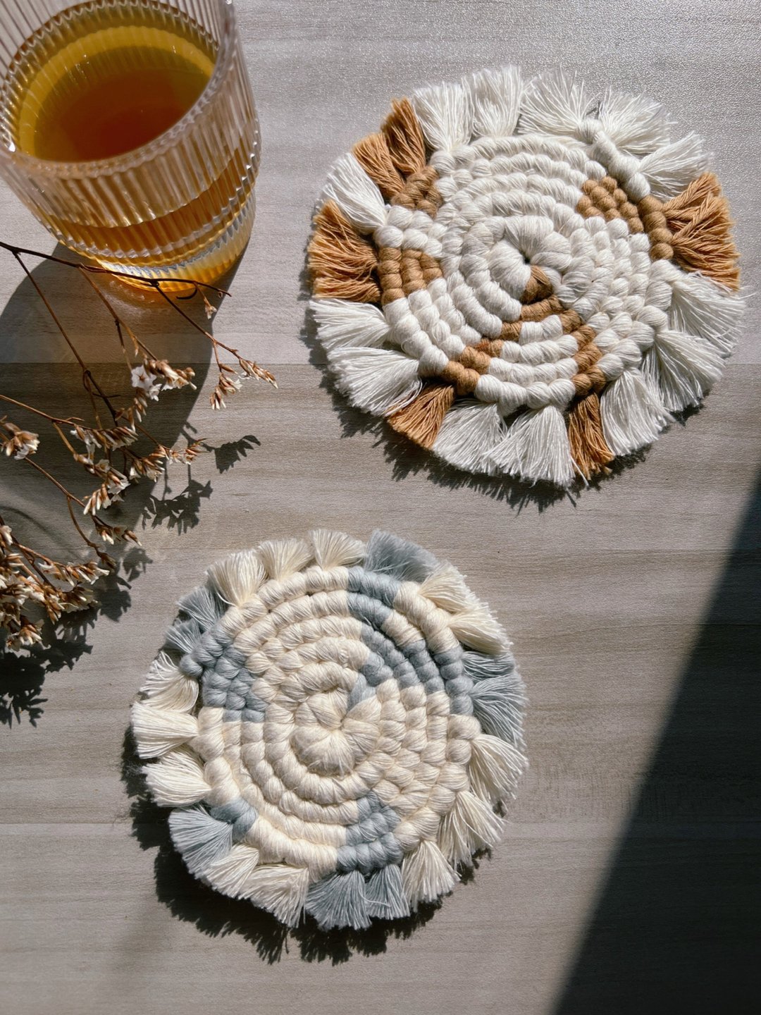 【Marble】Macramé手工绳结编织 云石纹 杯垫 工作坊 - 编织/羊毛毡/布艺 - 棉 