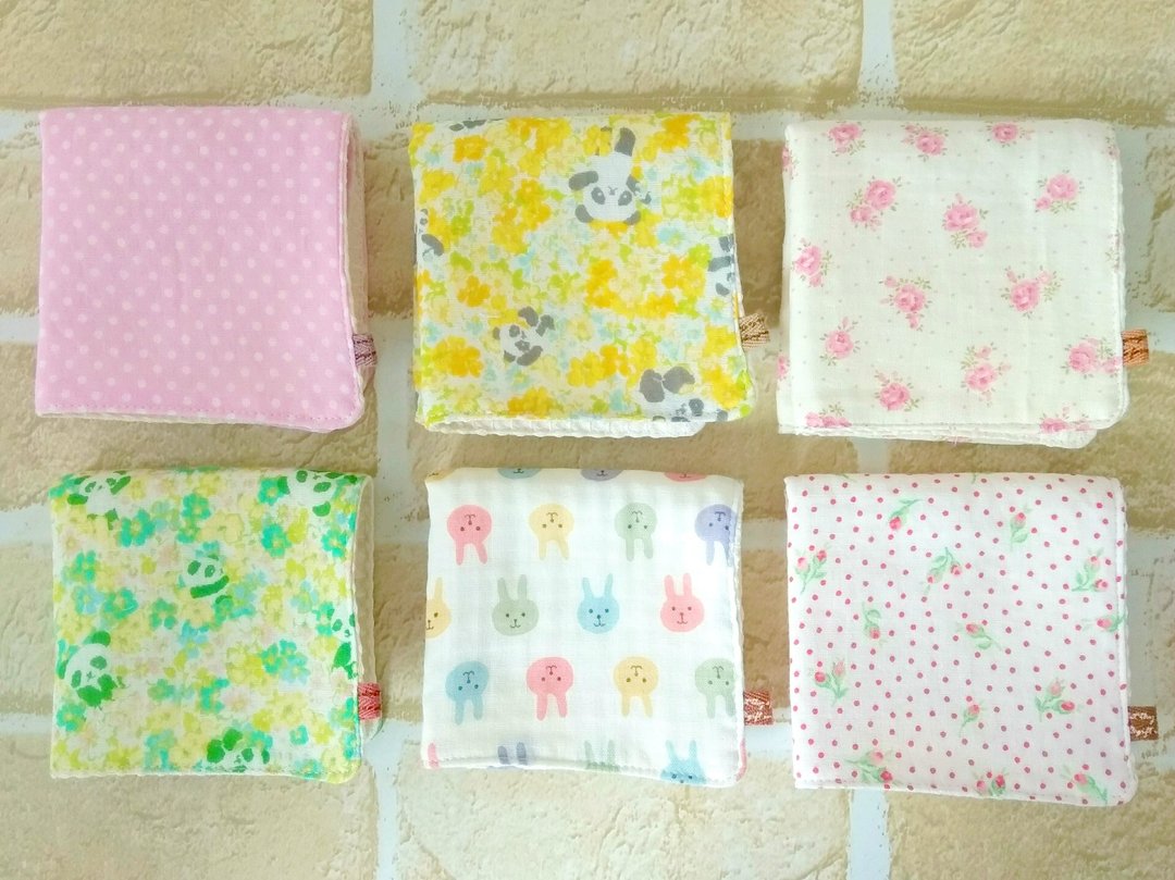 Cotton Baby Wash Cloths, Set of 6, Handkerchief, Soft Japanese Double Gauze - 手帕/方巾 - 棉 多色