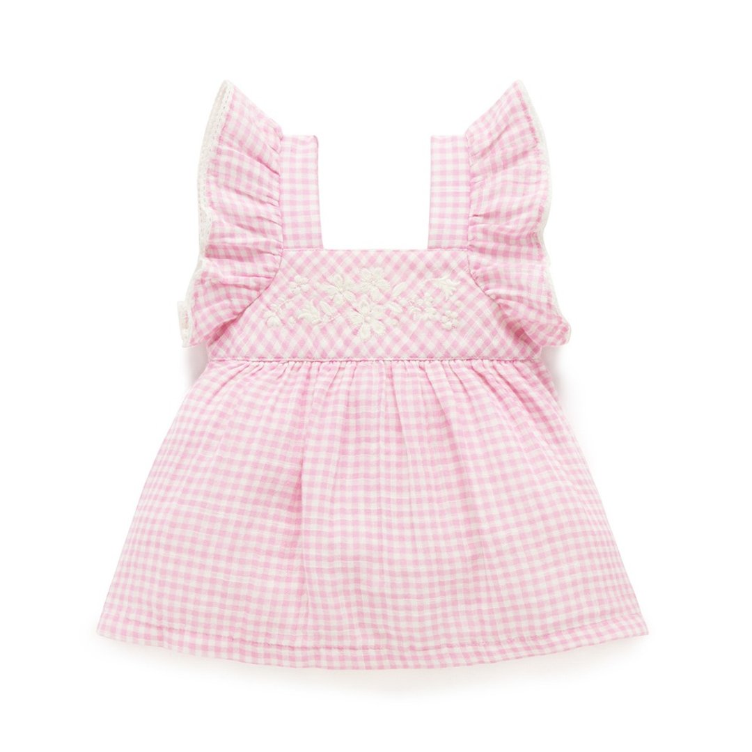 澳洲Purebaby有机棉女童洋装/童装裙 2T-5T 粉红格纹 - 童装裙 - 棉 