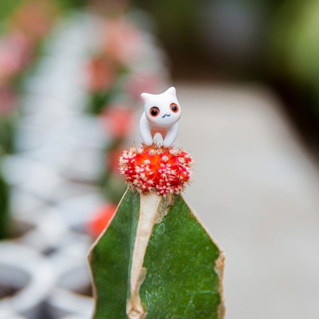 Persian Cat - Polymer Clay Earrings, Handmade&Handpaited Catlover Gift - 耳环/耳夹 - 粘土 白色