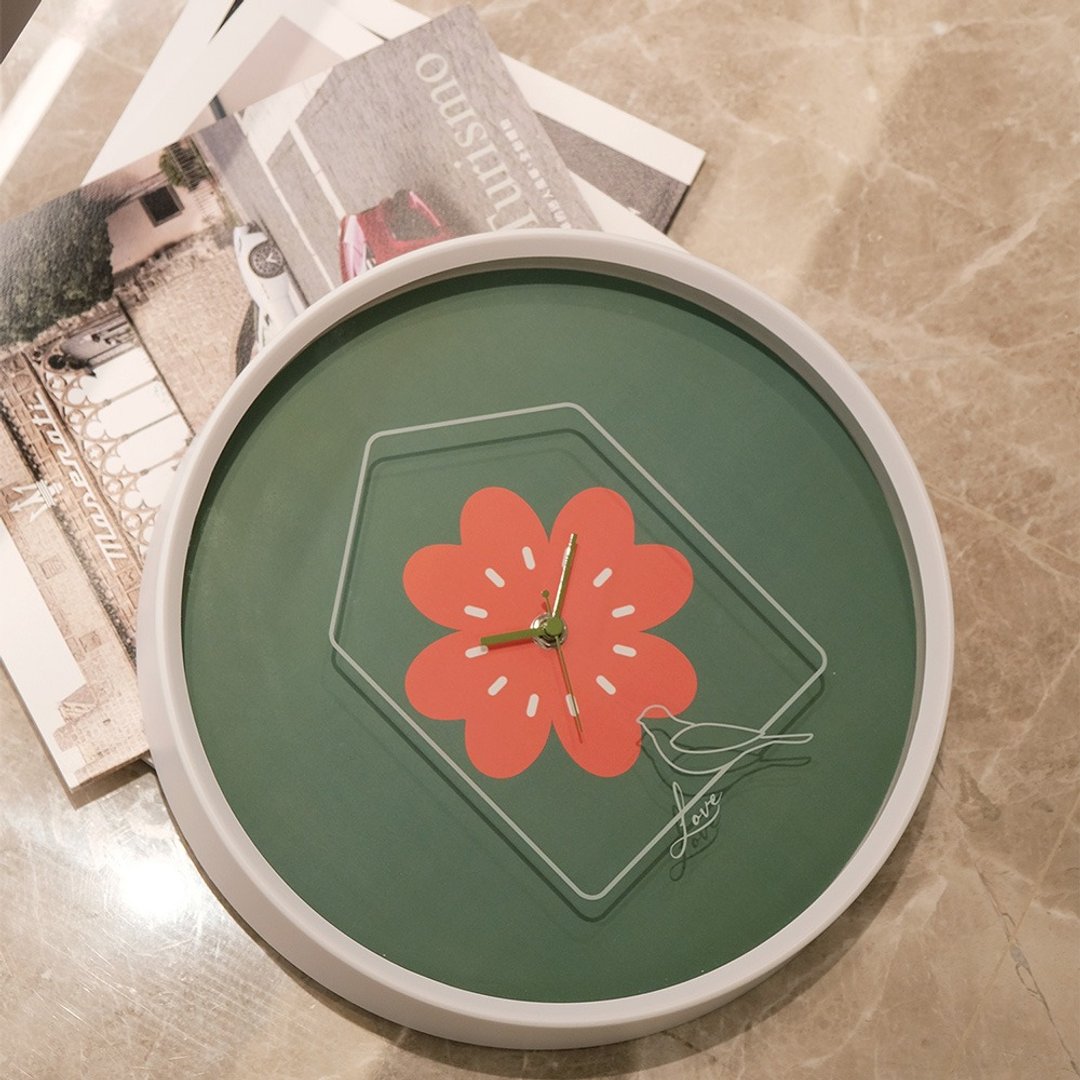 CarryPlus 鸟屋系列・玻璃印刷12寸静音挂钟 - 时钟/闹钟 - 塑料 多色
