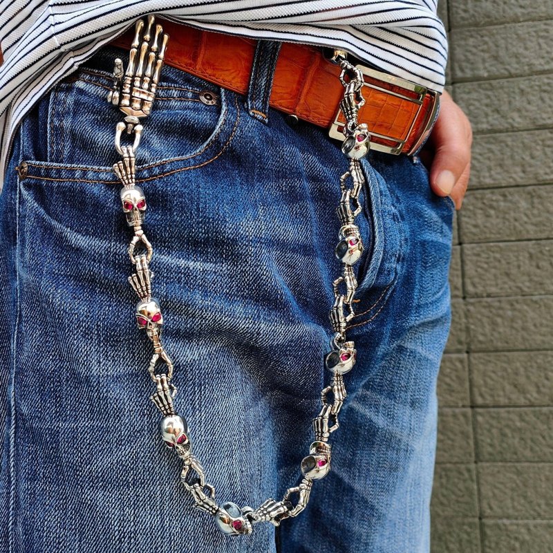 红宝石骨鳞钱包链–925纯银重机链300g - 皮夹/钱包 - 纯银 灰色