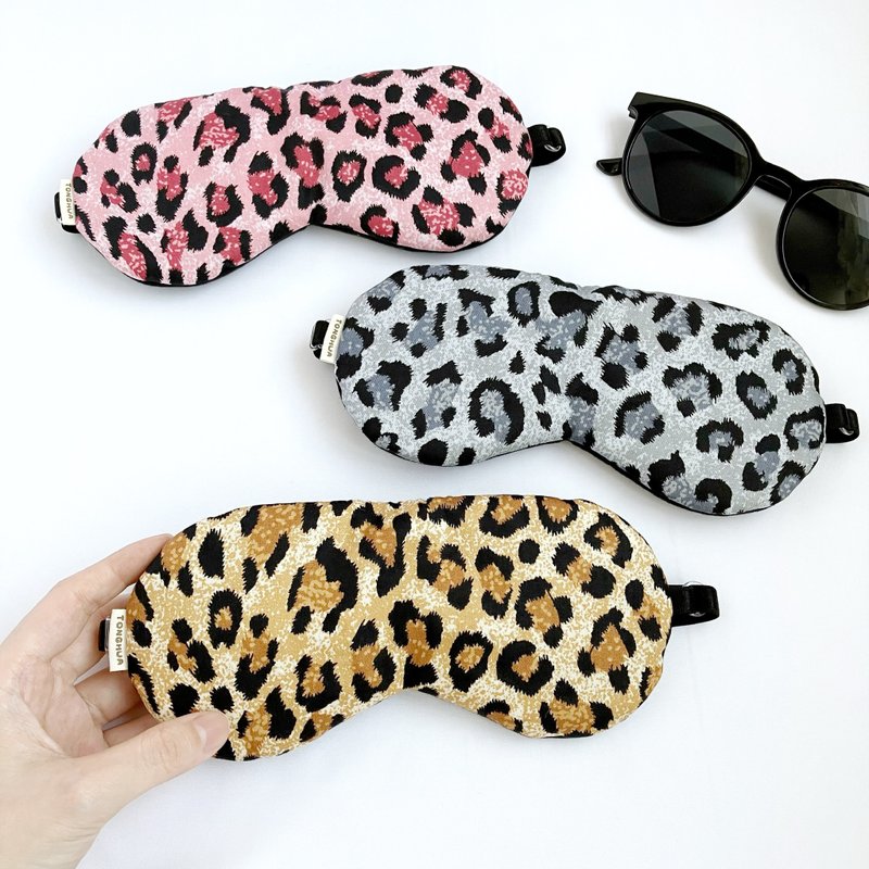 经典豹纹 三色 手工眼罩 纯棉 有机棉 可调长度 附收纳袋 灰 粉 - 眼罩 - 棉．麻 咖啡色