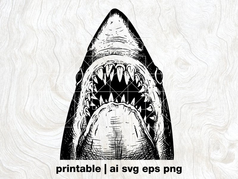 Shark SVG, Jaws Shirt Design Print, Shark Week, Ocean Surfing Clipart, Beach - 其他数码设计 - 其他材质 
