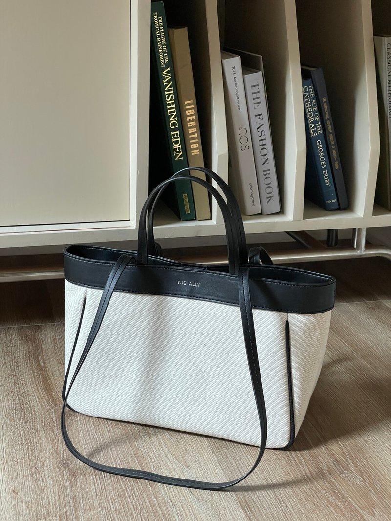 韩国 The Ally | ANNA BAG | 黑色 | 手袋 单肩包 - 手提包/手提袋 - 棉．麻 黑色