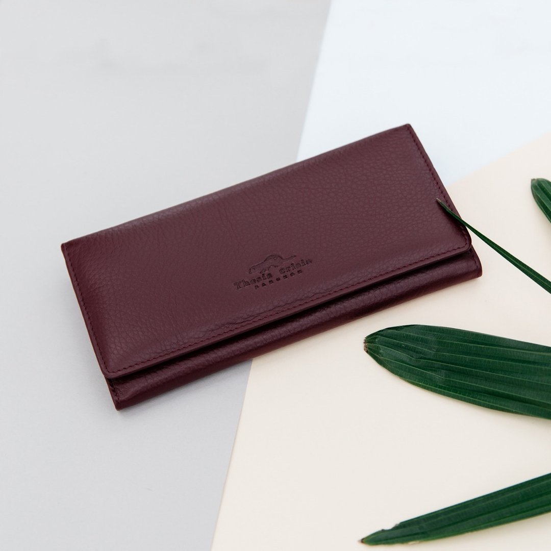POPPY - WOMAN LONG LEATHER  WALLET- PURPLE - 皮夹/钱包 - 真皮 紫色