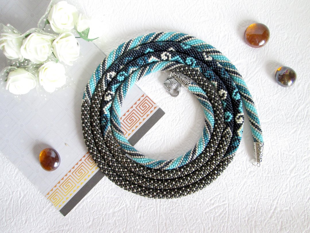 Turquoise Necklace beaded necklace handmade beauty gifts for mom statement gift - 长链 - 其他材质 多色
