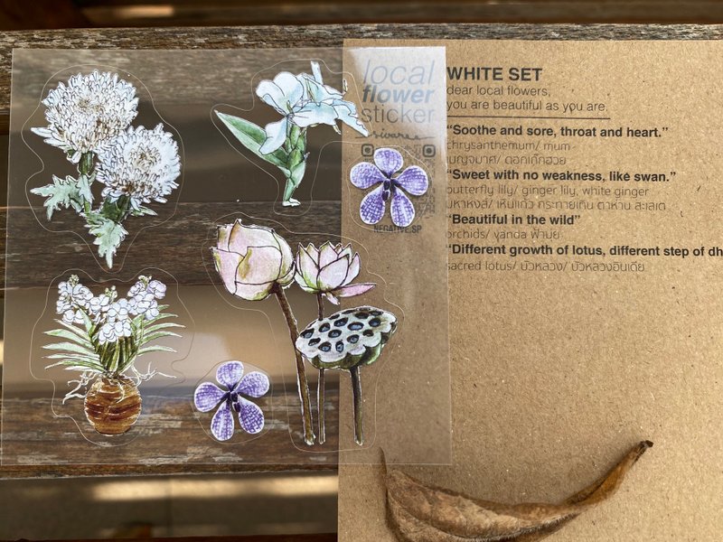 当地花卉贴纸 - 白色套装 - 贴纸 - 防水材质 透明