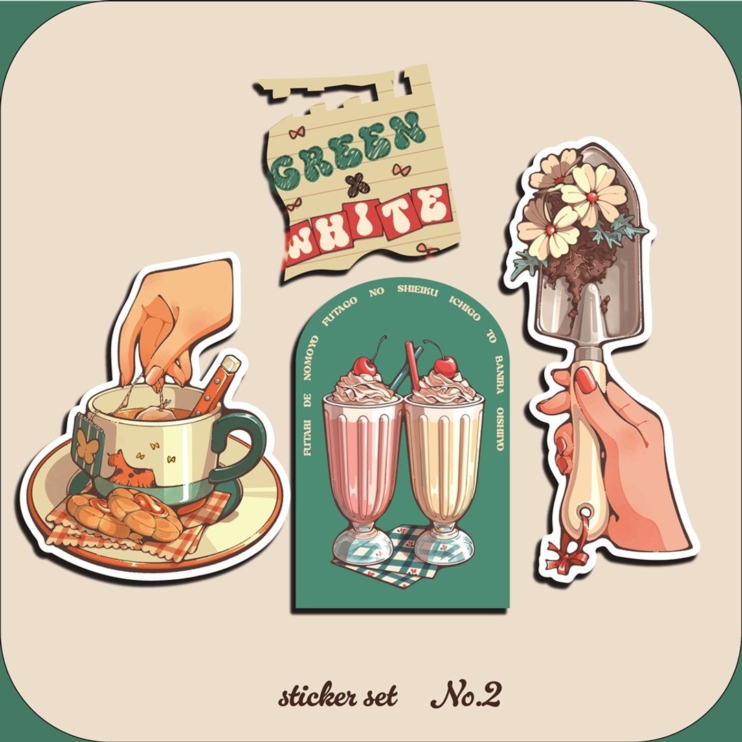 抢先获得赠品！日菜乃贴纸组 2_GREEN×WHITE - 贴纸 - 纸 多色